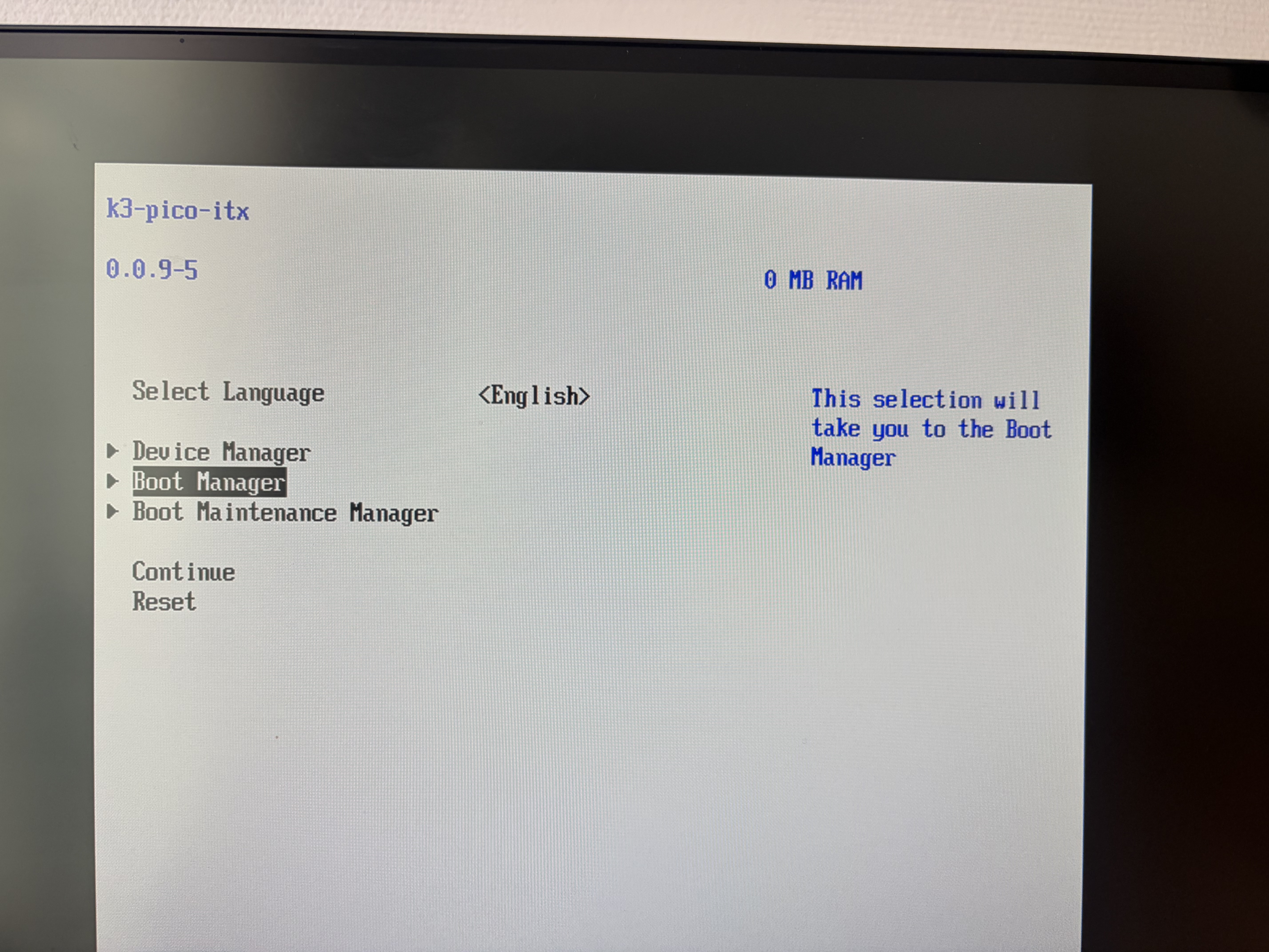 Screenshots (literally) of the EDK2 bootloader screen (1)