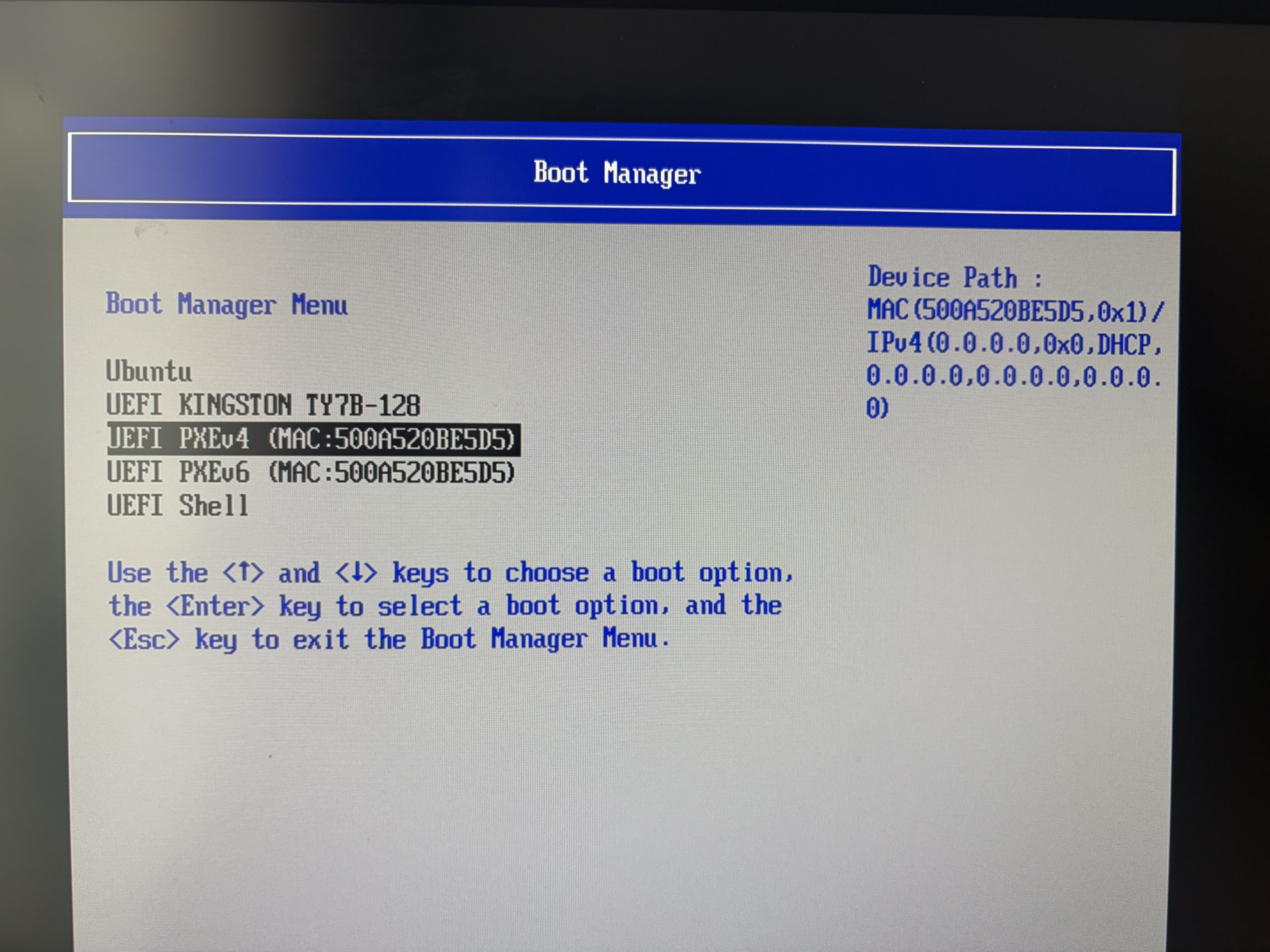 Screenshots (literally) of the EDK2 bootloader screen (2)